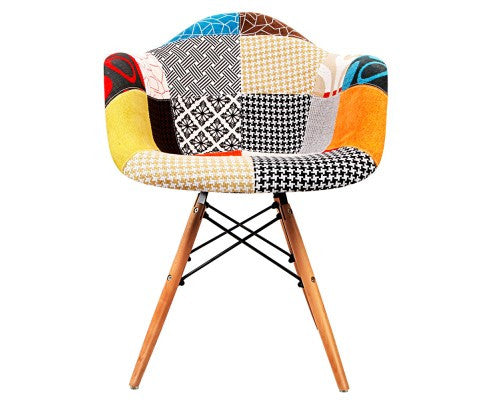 JAVIER SET OF 2 REPLICA OF EAMES ARMCHAIRS - MULTICOLOR FABRIC / BEECH
