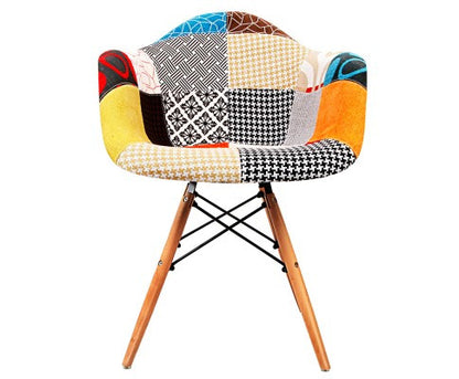JAVIER SET OF 2 REPLICA OF EAMES ARMCHAIRS - MULTICOLOR FABRIC / BEECH