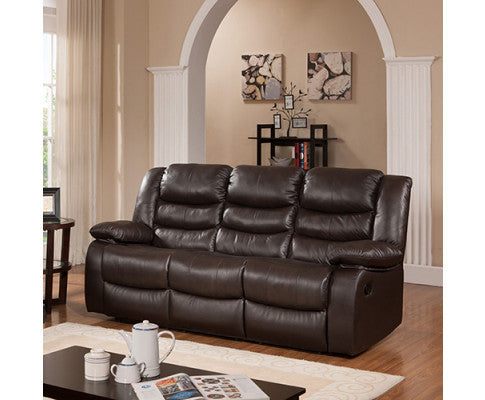 HANNY 3 SEATER BONDED LEATHER  RECLINER  - BROWN