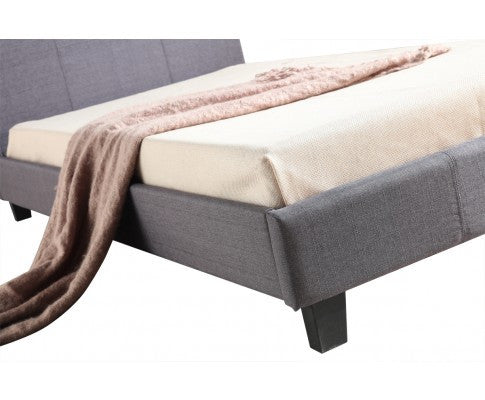 KING SINGLE  MATINO LINEN FABRIC BED FRAME - GREY