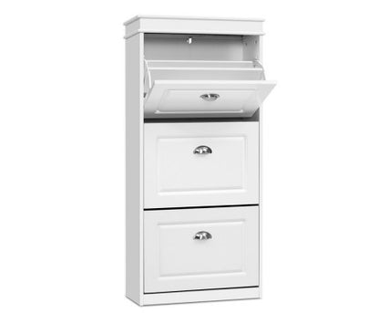 REGULUS SHOE CABINET STORAGE RACKS WITH 3 COMPARTMENTS  - WHITE