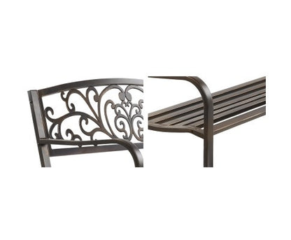 BENTILE OUTDOOR 3 SEATER METAL SEAT WITH ARMREST -850(H) X 1270(W)-BRONZE