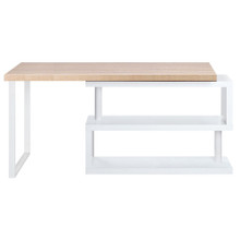 MAYA ROTATABLE OFFICE COMPUTER CORNER TABLE WITH BOOKSHELF  (DESK-CORNER-140) - BROWN /  WHITE