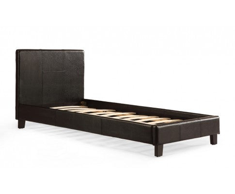 SINGLE  MARSHELLOW  LEATHERETTE BED FRAME  - BLACK