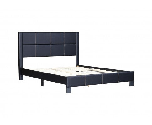 QUEEN  BALTIMORE LEATHERETTE UPHOLSTERED BED FRAME - LIGHT GREY