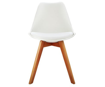 DASH SET OF 4 DINING CHAIR - LEATHERETTE SEAT - WHITE / BEECH