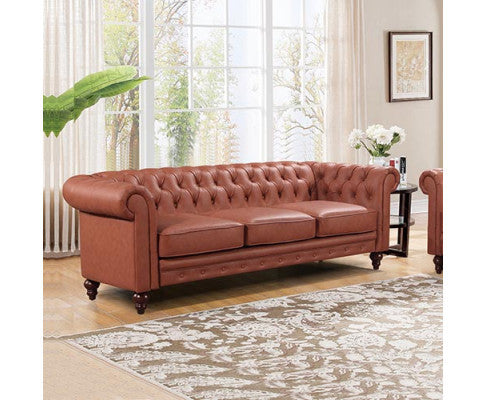 Shiloah 3 Seater Pu Leather Sofa - Brown