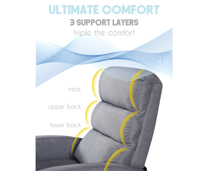 HARAN LINEN FABRIC RECLINER  ARMCHAIR - GREY