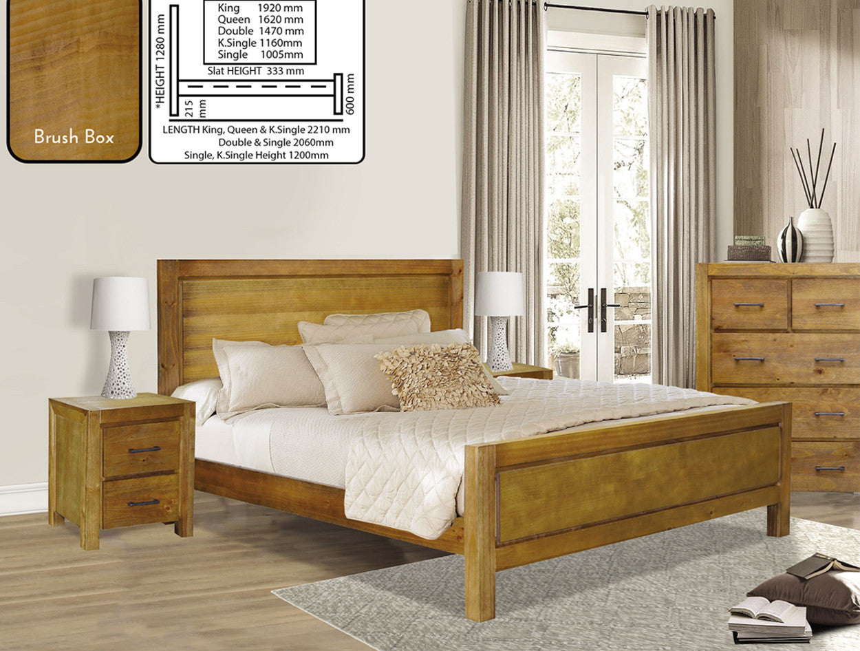 CLAYTON DOUBLE OR QUEEN 3 PIECE (BEDSIDE) BEDROOM SUITE - BRUSH BOX