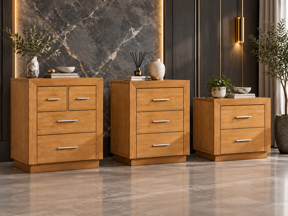Alameda (AUSSIE MADE) Bedside Table With Floating Base Collection - Assorted Stained Colours