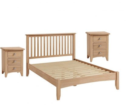ELEGANCE  QUEEN 3  PIECE BEDSIDE OAK BEDROOM SUITE -(7-1-15) - LIGHT OAK