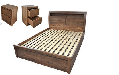 VICTORIA KING 3 PIECE BEDSIDE BEDROOM SUITE  - WITH BAILEE CASEGOODS - ANTIQUE OAK