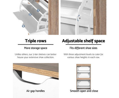 STEFAN SHOE CABINET STORAGE  RACKS WITH 4 COMPARTMENTS -  TWO TONE
