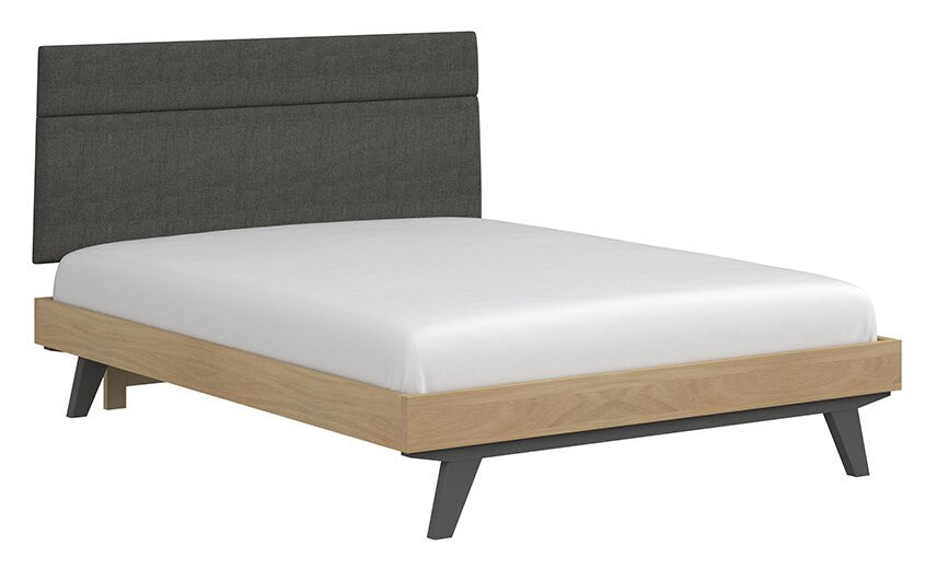 EXCLUSIVE COLLECTION: DOUBLE OR QUEEN BRUNEL SCANDI 6 PIECE (THE LOT) BEDROOM SUITE + STOOL - OAK & DARK GREY - FREE SHIPPING