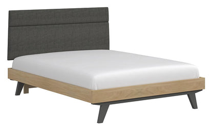 EXCLUSIVE COLLECTION: DOUBLE OR QUEEN BRUNEL SCANDI 6 PIECE (THE LOT) BEDROOM SUITE + STOOL - OAK & DARK GREY - FREE SHIPPING