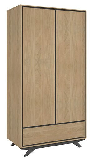 EXCLUSIVE COLLECTION: DOUBLE OR QUEEN BRUNEL SCANDI 6 PIECE (THE LOT) BEDROOM SUITE + STOOL - OAK & DARK GREY - FREE SHIPPING