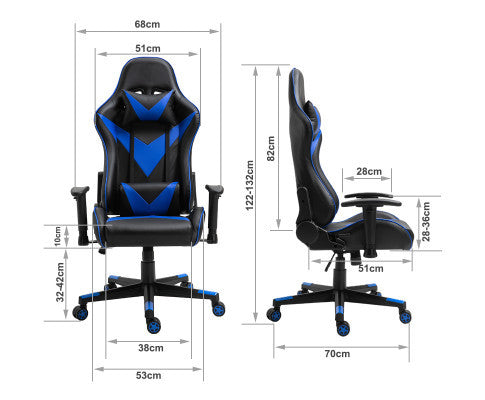AGNELLE RECLINING OFFICE COMPUTER GAMING CHAIR - BLACK & BLUE