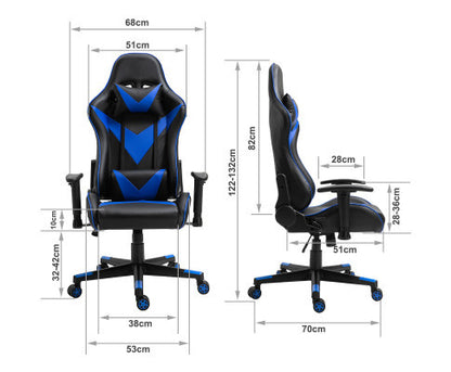 AGNELLE RECLINING OFFICE COMPUTER GAMING CHAIR - BLACK & BLUE