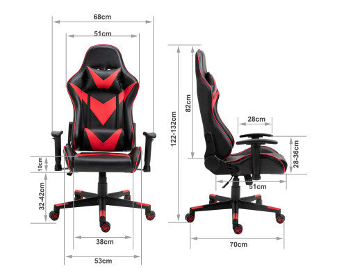 AGNELLE RECLINING OFFICE COMPUTER GAMING CHAIR - BLACK & RED