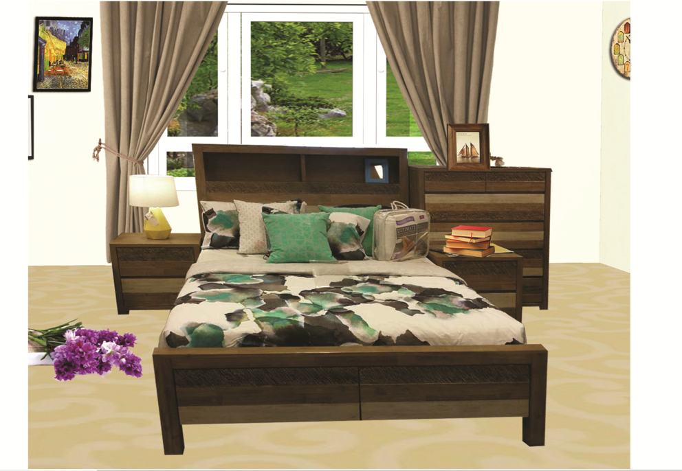 Queen Coastal Bookend Bed - As Pictured