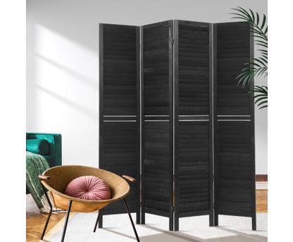ROLLY  ROOM DIVIDER PRIVACY SCREEN  FOLDABLE 4  PARTITION STAND -  BLACK