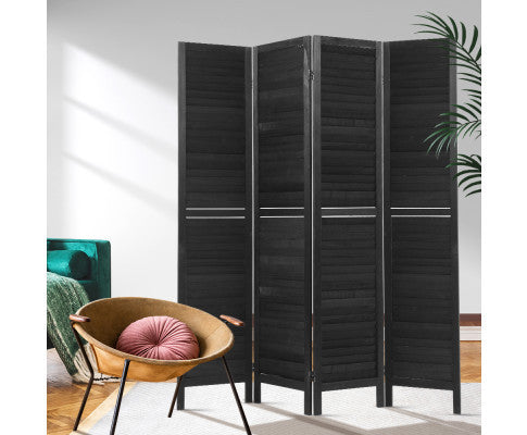 ROLLY  ROOM DIVIDER PRIVACY SCREEN  FOLDABLE 4  PARTITION STAND -  BLACK