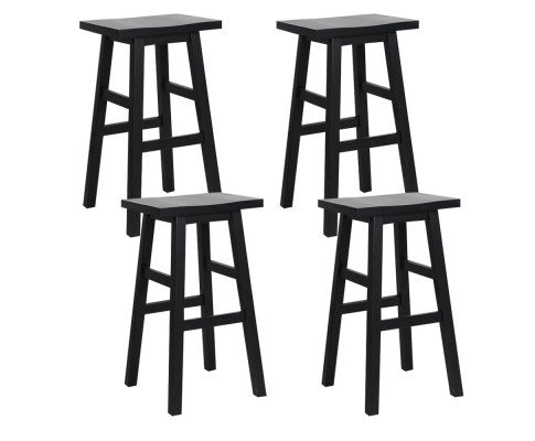 FLYNN (SET OF 4) WOODEN BACKLESS BAR STOOLS - BLACK