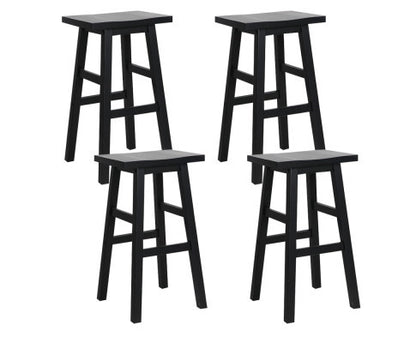 FLYNN (SET OF 4) WOODEN BACKLESS BAR STOOLS - BLACK