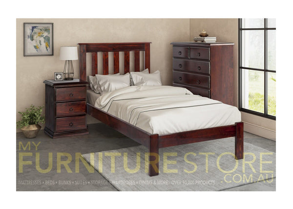 SINGLE CRONULLA (CRSBB) BED WITH DOONA FOOT - BALTIC (#215) , WALNUT (#219) OR GREY WASH (#501)