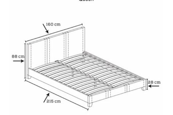 QUEEN   POLARIS LEATHERETTE  BED FRAME - BEIGE