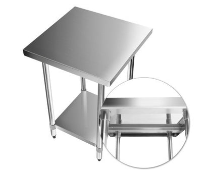 SMITH 430 STAINLESS STEEL SQUARE  KITCHEN/ WORK BENCH TABLE - 610(L) X 610(W)  - STAINLESS