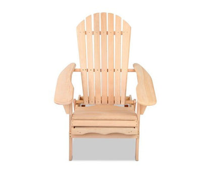 ORBITS  OUTDOOR WOODEN BEACH CHAIR WITH A SLIDE-OUT FOOTSTOOL - NATURAL