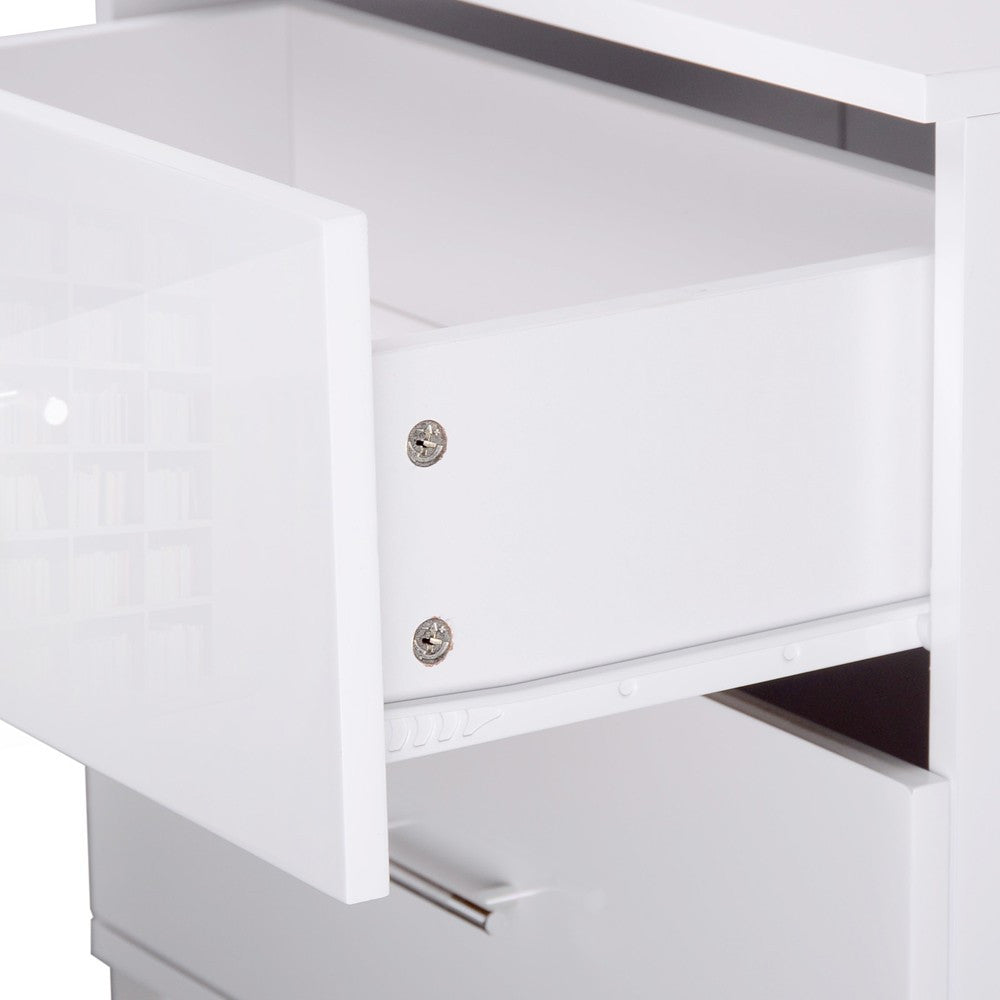 BENNY 2 DRAWER POLLY BEDSIDE TABLE - ( FURNI-GLOSS-SIDE-WH) - HIGH GLOSS WHITE