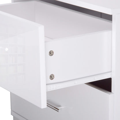 BENNY 2 DRAWER POLLY BEDSIDE TABLE - ( FURNI-GLOSS-SIDE-WH) - HIGH GLOSS WHITE
