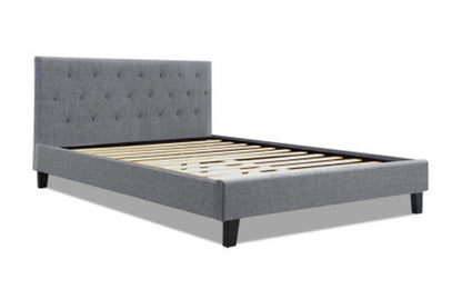 QUEEN LAUREENA FABRIC BED - MEDIUM GREY