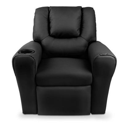 AMARIS  KIDS SINGLE LEATHERETTE RECLINER CHAIR (KID-RECLINER-BK) - BLACK