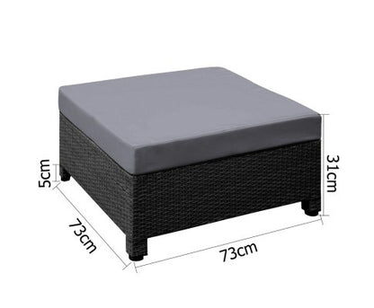 DOMINO 6 PIECE BLACK WICKER RATTAN 5 SEATER OUTDOOR LOUNGE SET GREY