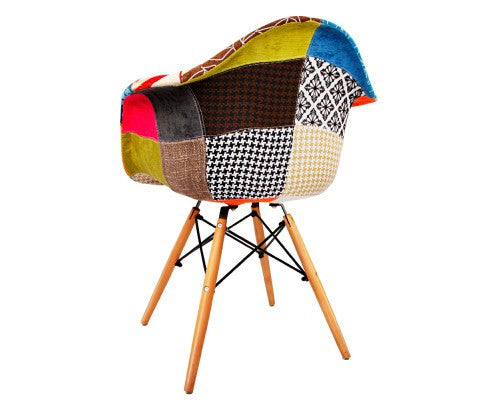 JAVIER SET OF 2 REPLICA OF EAMES ARMCHAIRS - MULTICOLOR FABRIC / BEECH