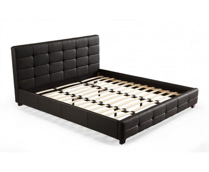 KING WALTERS LEATHERETTE BED FRAME WITH TUFTED HEADBOARD - BLACK