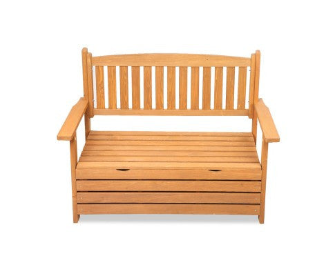 ZAIN 2  SEATER WOODEN OUTDOOR  STORAGE BENCH (1145W) - NATURAL