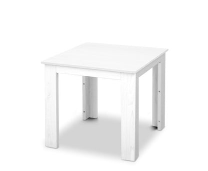 ORBITS 3 PIECE   OUTDOOR WOODEN BEACH CHAIR AND SIDE TABLE SET  WITH SLIDE-OUT FOOTSTOOL - WHITE