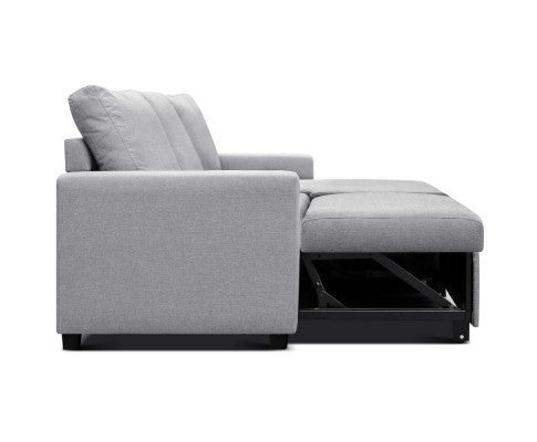 STELLO 3 SEATER FABRIC  SEATER - SOFABED WITH STORAGE   - GREY
