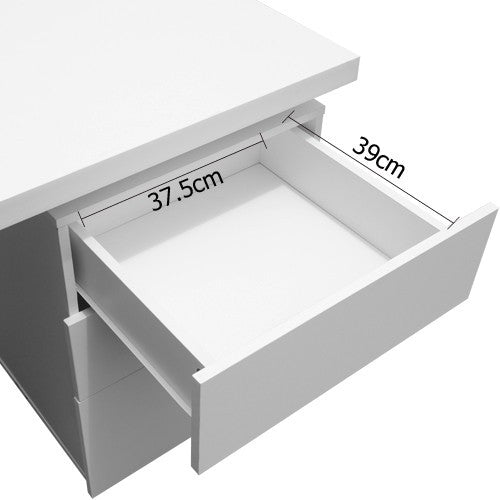 MAYA OFFICE STUDY COMPUTER DESK WITH 3 DRAWERS (DESK-140M-WH-AB) - WHITE