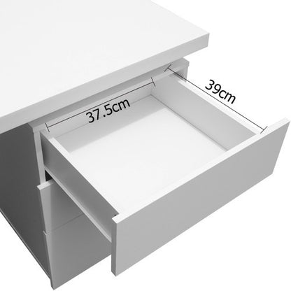 MAYA OFFICE STUDY COMPUTER DESK WITH 3 DRAWERS (DESK-140M-WH-AB) - WHITE