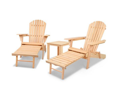ORBITS 3 PIECE OUTDOOR WOODEN BEACH TABLE AND CHAIR SET - NATURAL
