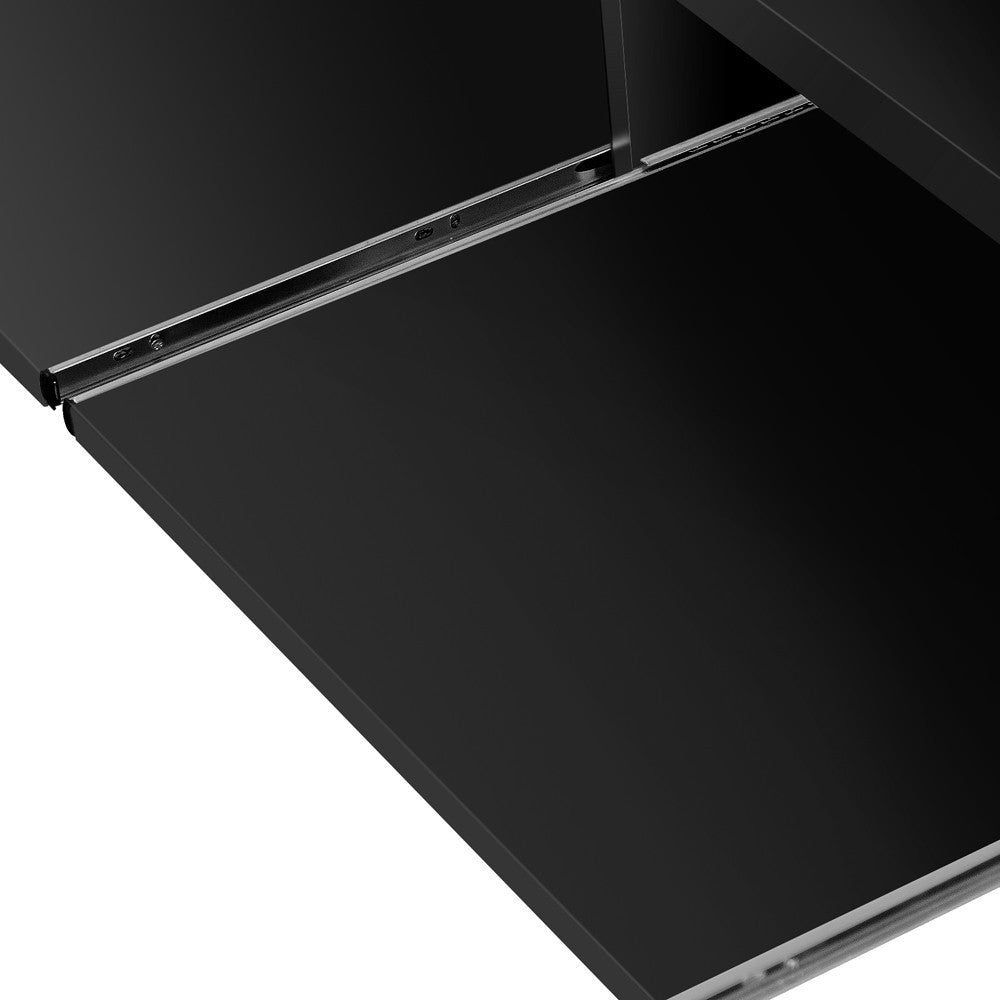 LENNY LOWLINE ENTERTAINMENT UNIT WITH 2 INDEPENDENT SIDE CABINETS - 415(H) x 1900(W) - BLACK