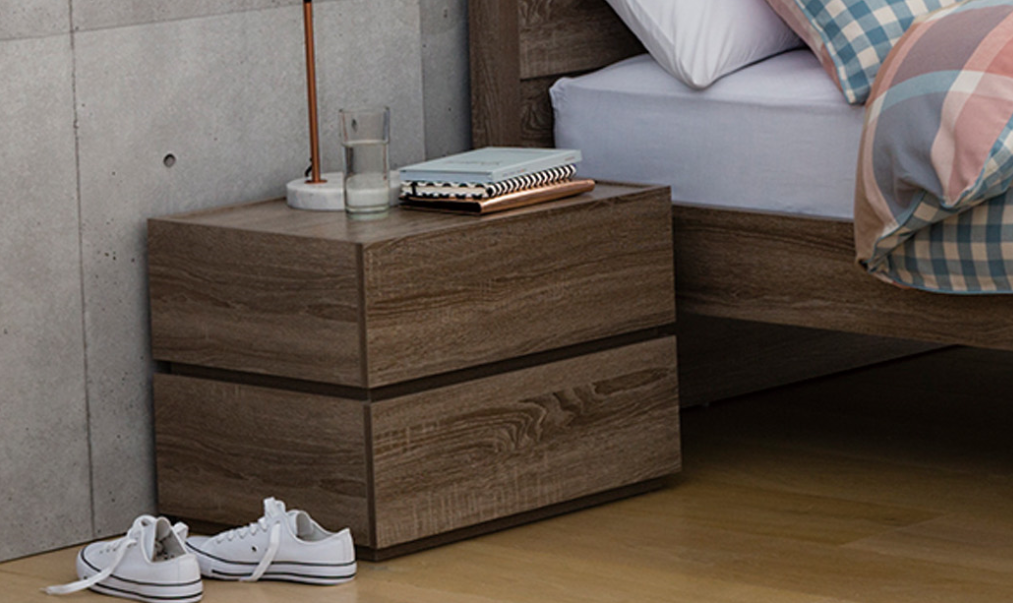 Cubist 2 Drawers Stack Over Bedside Table (MODEL:LS-118) - High Gloss White (NOT AS PICTURED)
