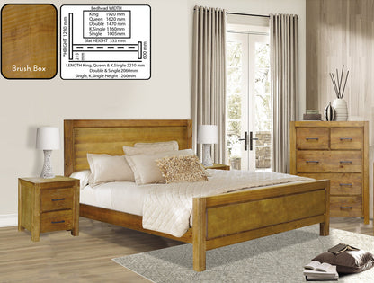 CLAYTON KING 4 PIECE (TALLBOY) BEDROOM SUITE - BRUSH BOX