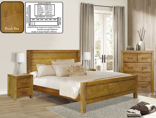 CLAYTON KING 4 PIECE (TALLBOY) BEDROOM SUITE - BRUSH BOX