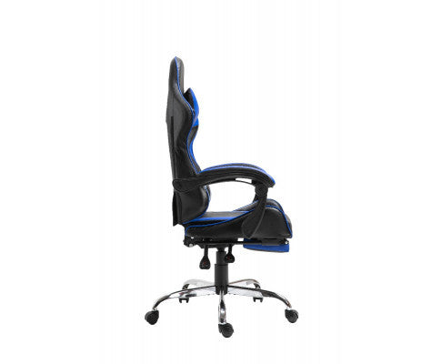 EUGENE RECLINING OFFICE COMPUTER GAMING CHAIR  WITH FOOTREST -  BLUE